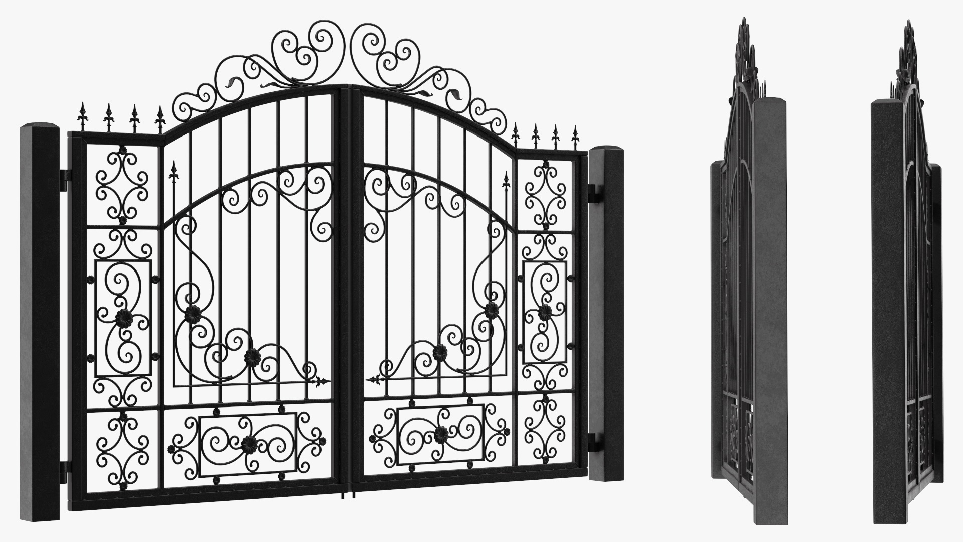Vintage Ornate Iron Gate 3D model