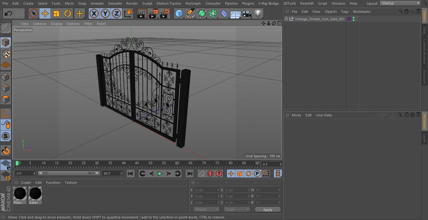 Vintage Ornate Iron Gate 3D model