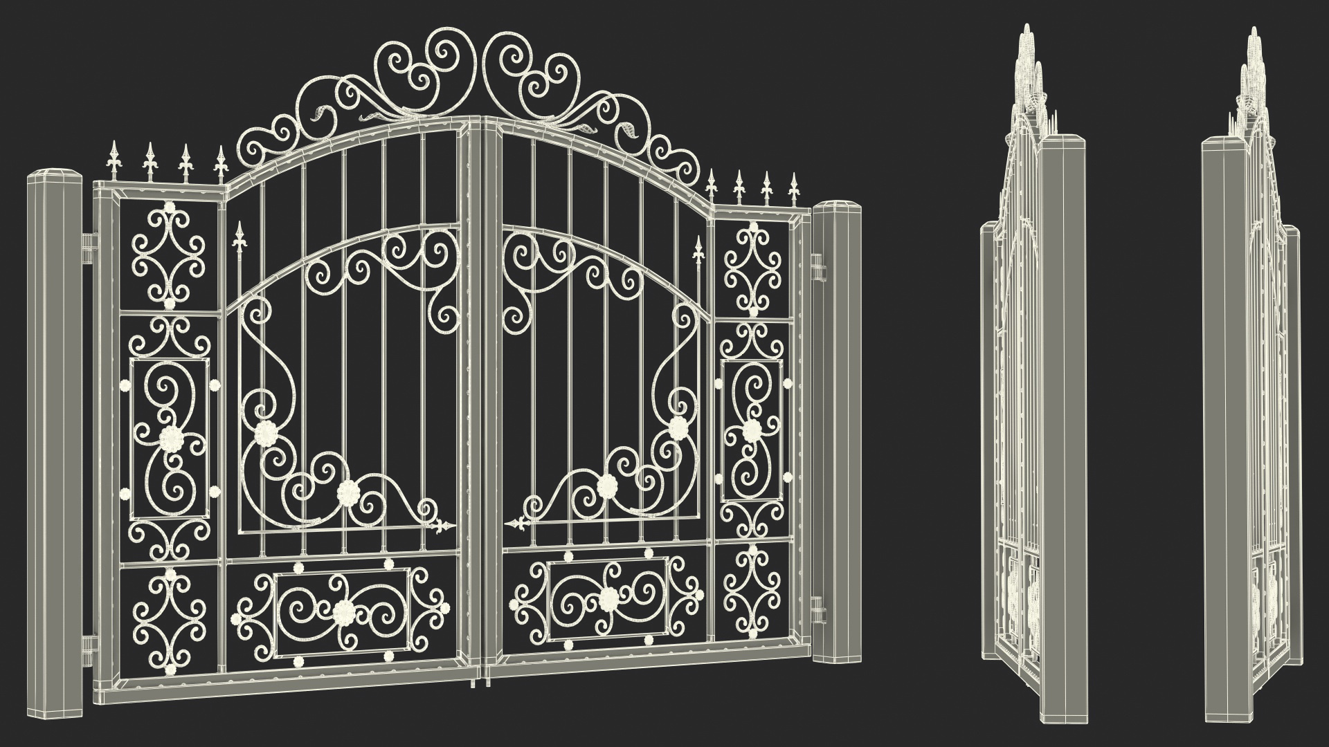 Vintage Ornate Iron Gate 3D model