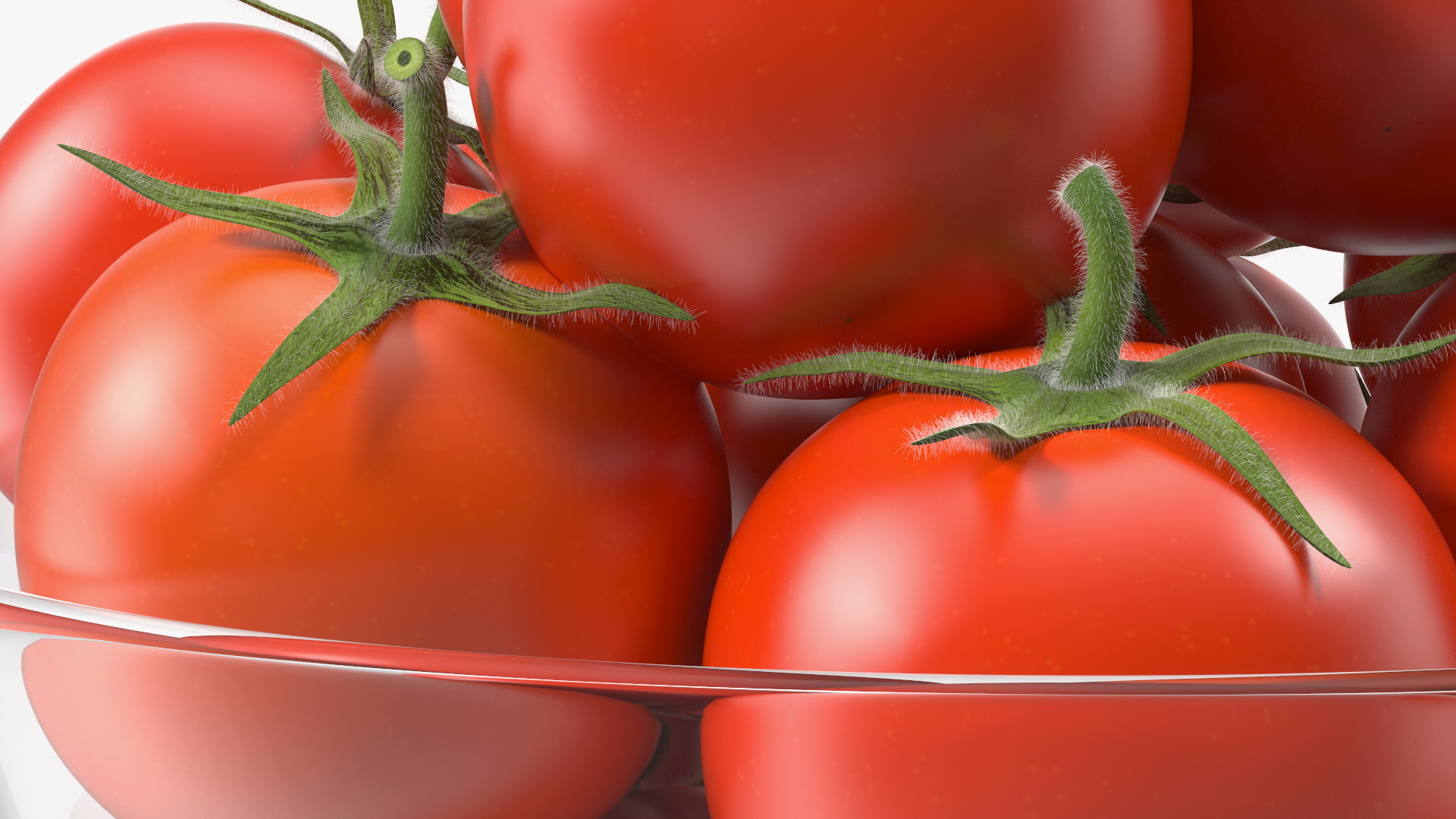 3D Cherry Tomatoes in Glass Bowl Fur model
