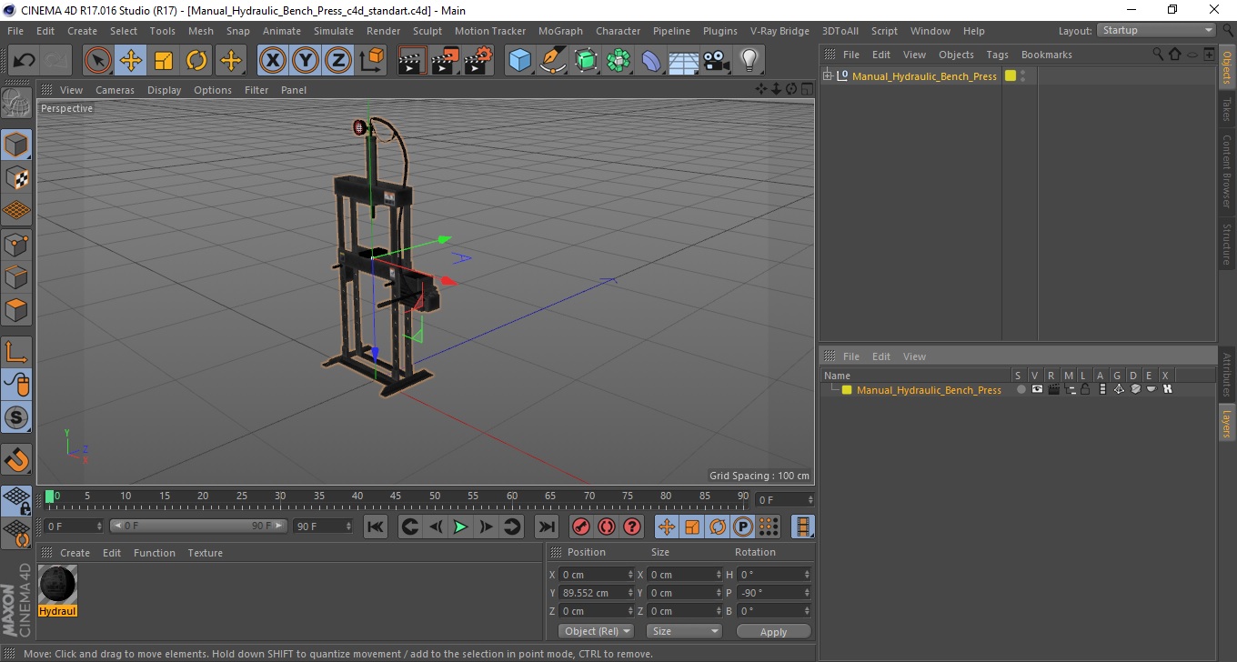 3D Manual Hydraulic Bench Press model