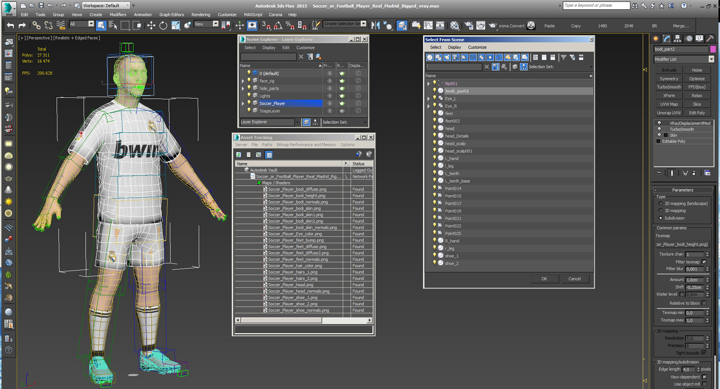 Soccer or Football Player Real Madrid Rigged 3D model