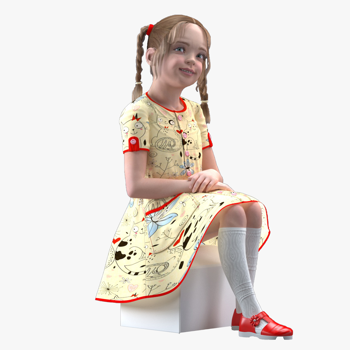 3D Realistic Child Girl Everyday Style Rigged for Cinema 4D
