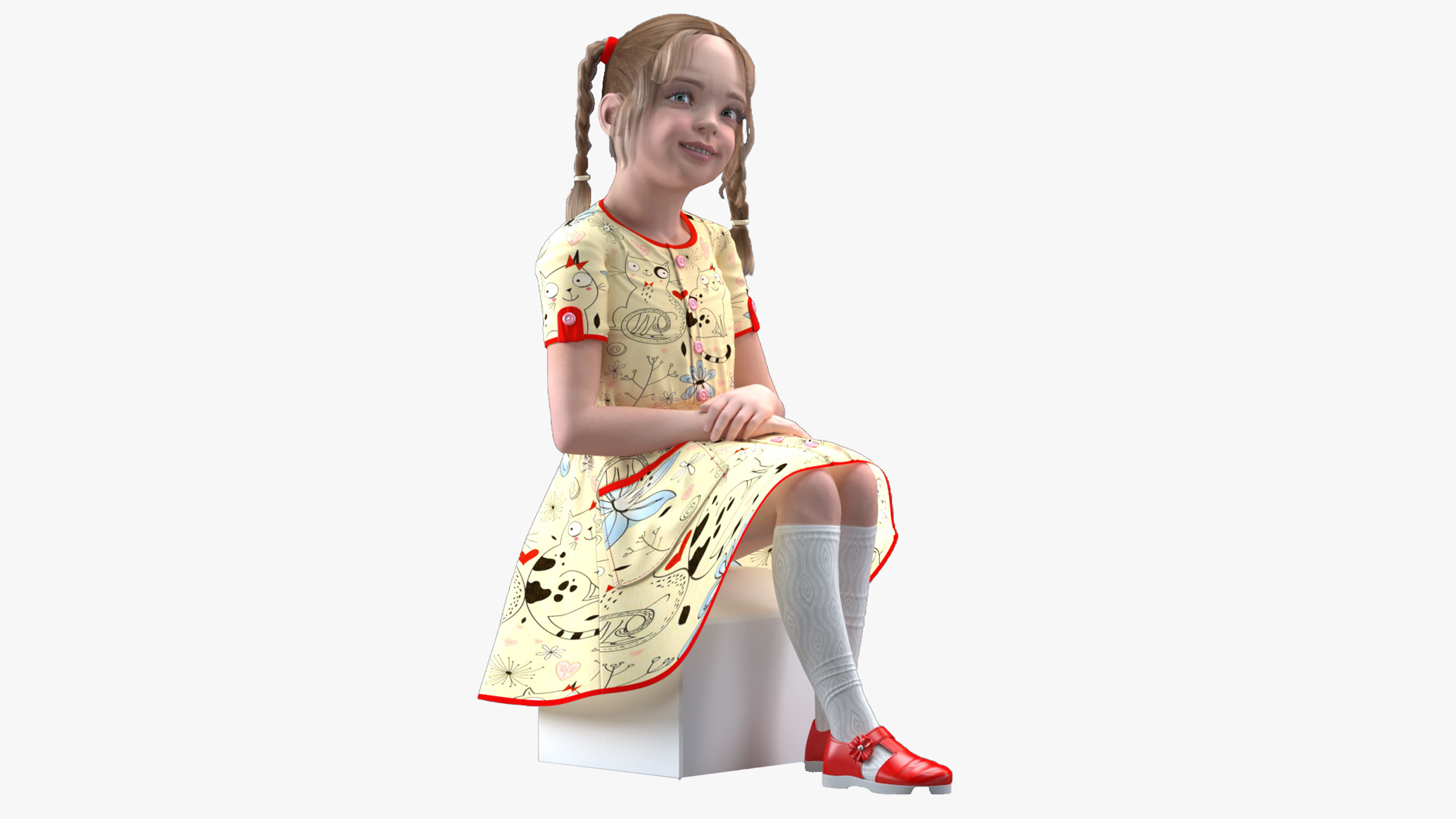 3D Realistic Child Girl Everyday Style Rigged for Cinema 4D