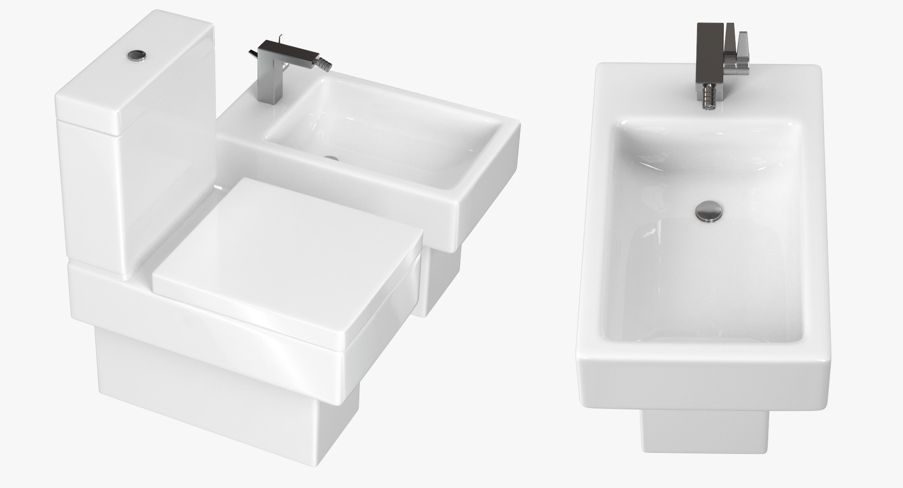 Modern Bathroom Toilet and Bidet 3D