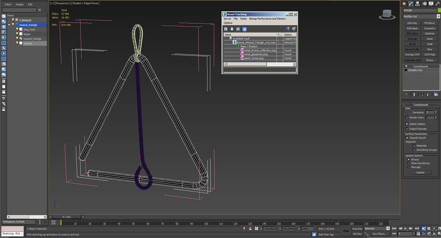 3D Bronze Musical Triangle model