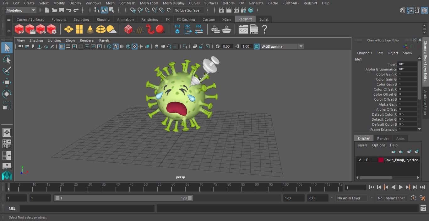 3D model Covid Emoji Injected