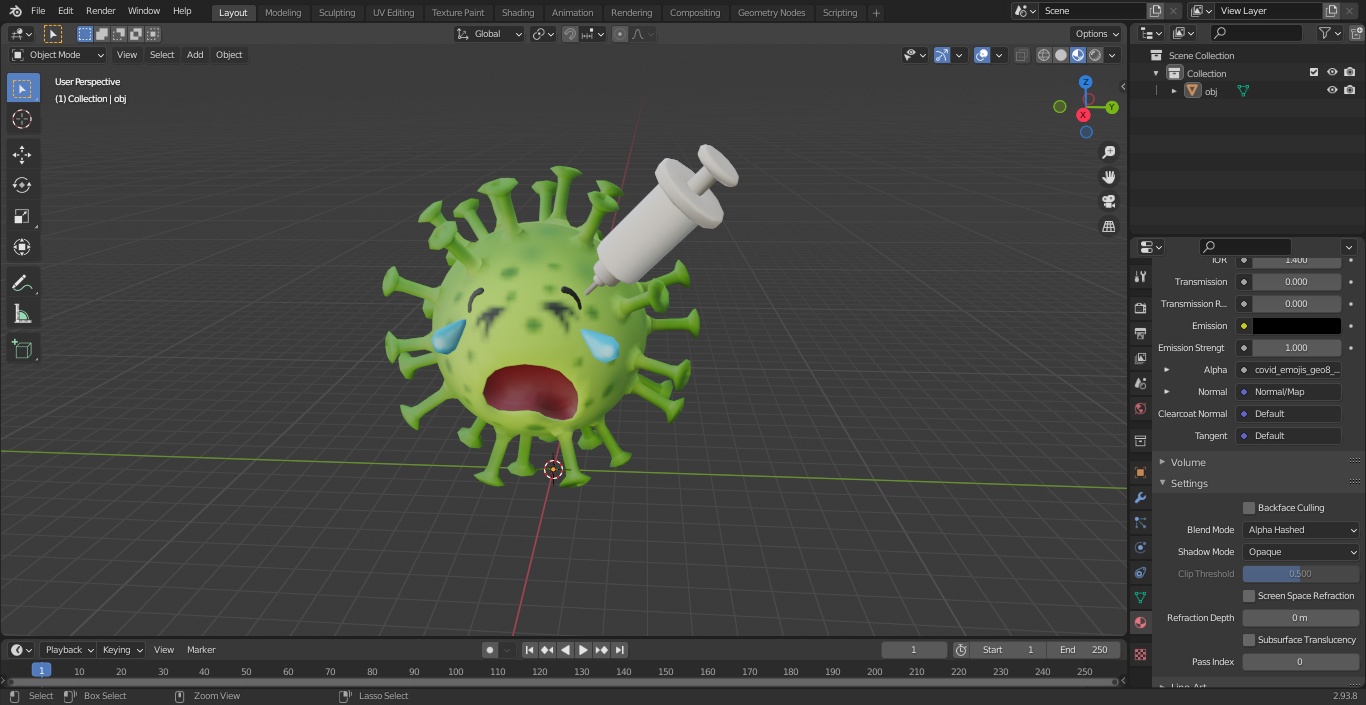 3D model Covid Emoji Injected