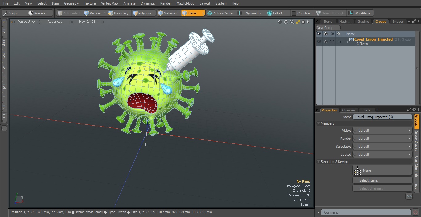 3D model Covid Emoji Injected