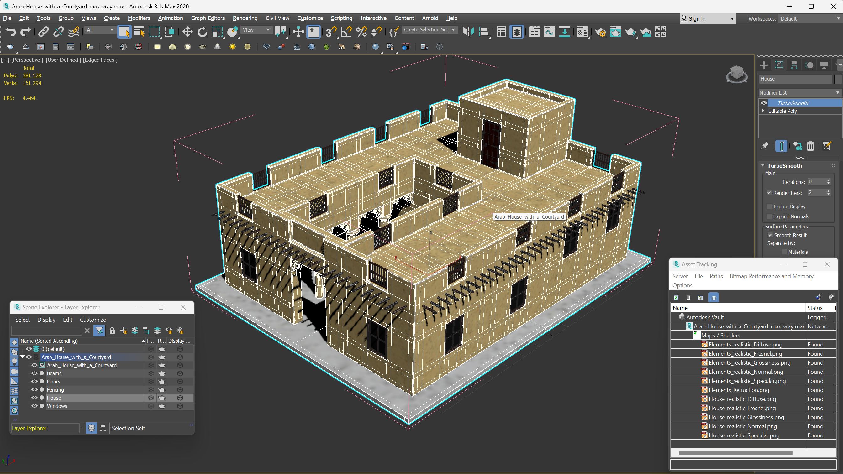 Arab House with a Courtyard 3D