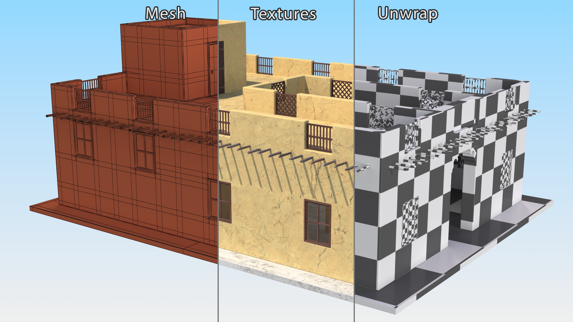Arab House with a Courtyard 3D