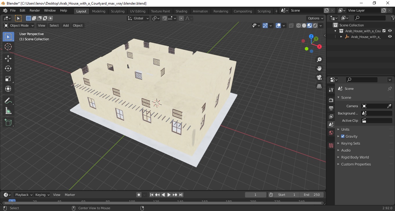 Arab House with a Courtyard 3D