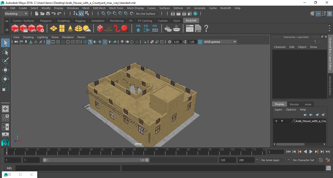 Arab House with a Courtyard 3D