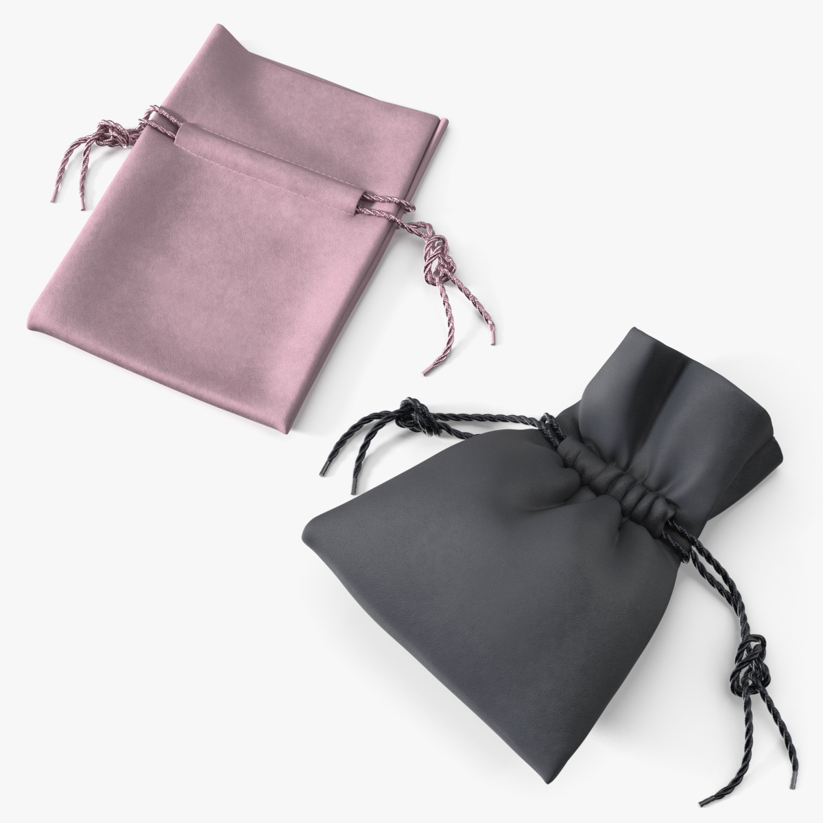 Velvet Jewelry Pouch Set 3D model preview