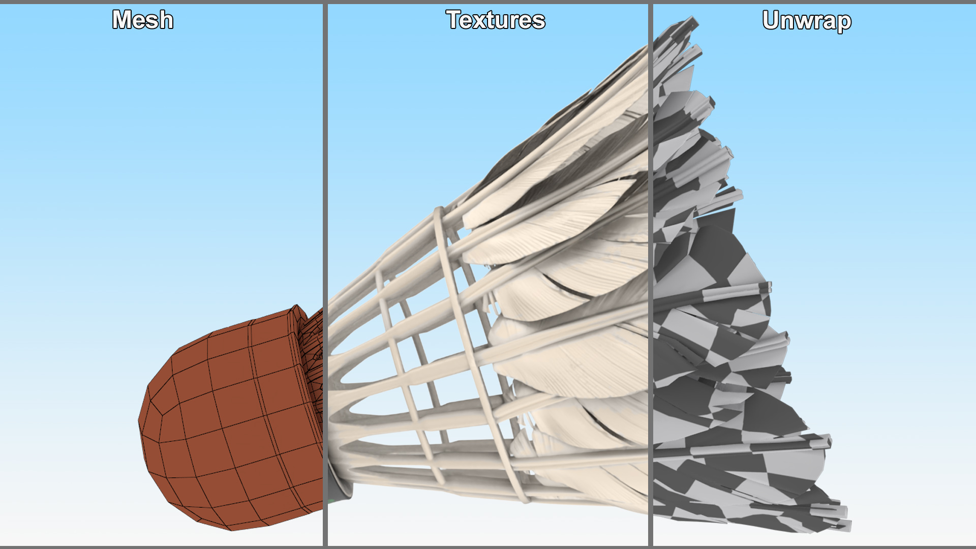 3D Feather Shuttlecock Old model