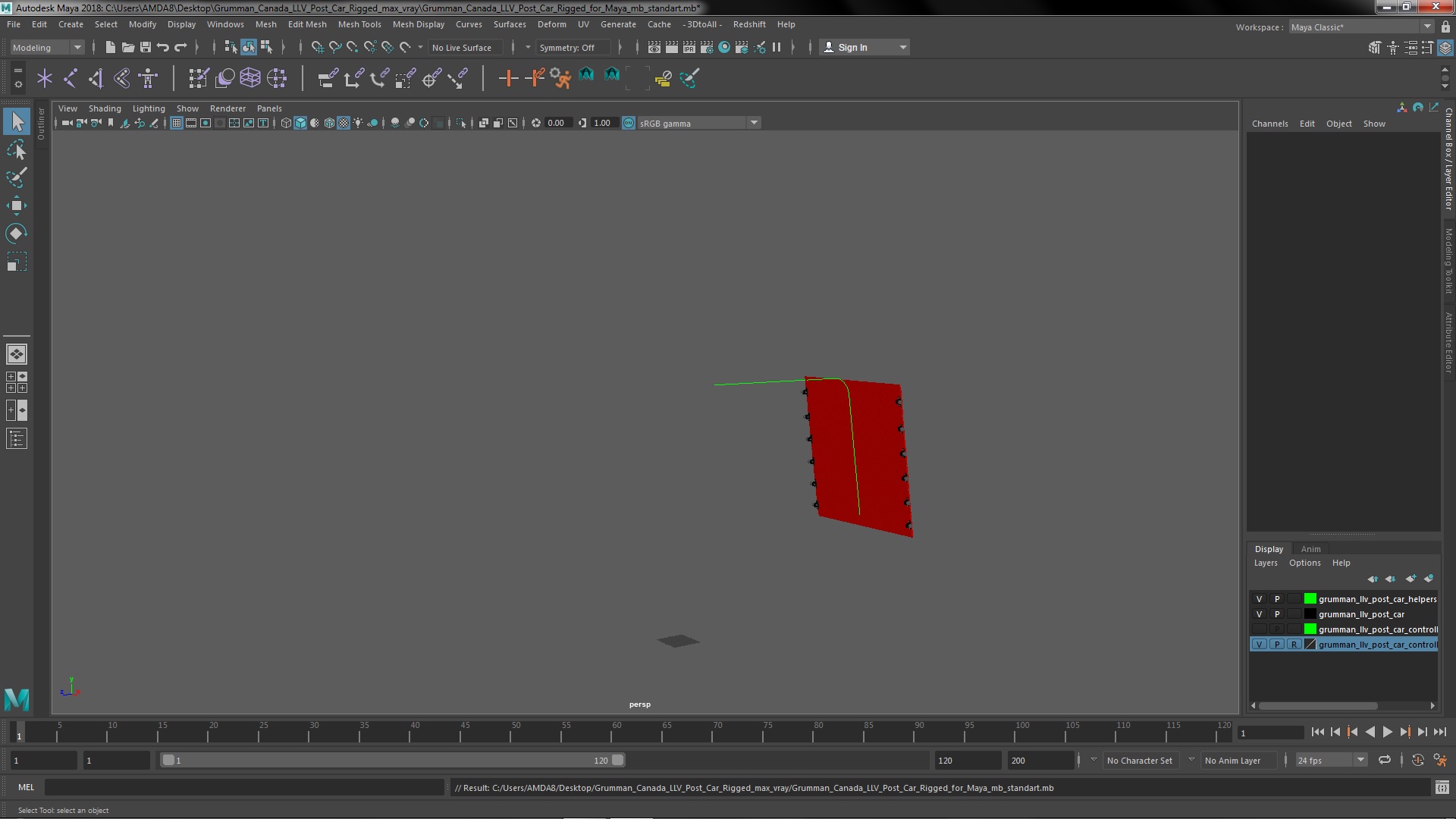 3D Grumman Canada LLV Post Car Rigged for Maya model