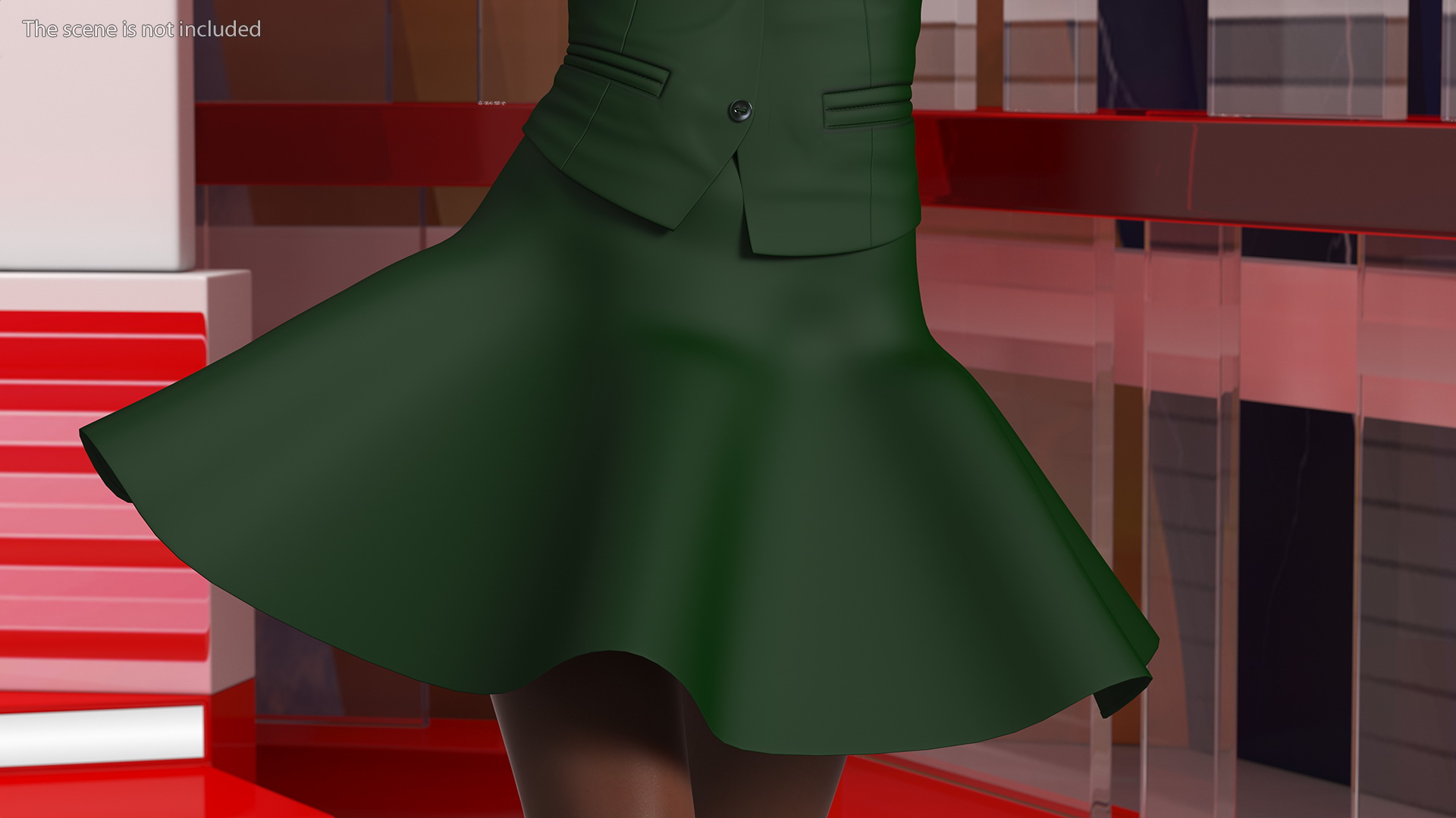 3D Black Teenage Girl in School Uniform
