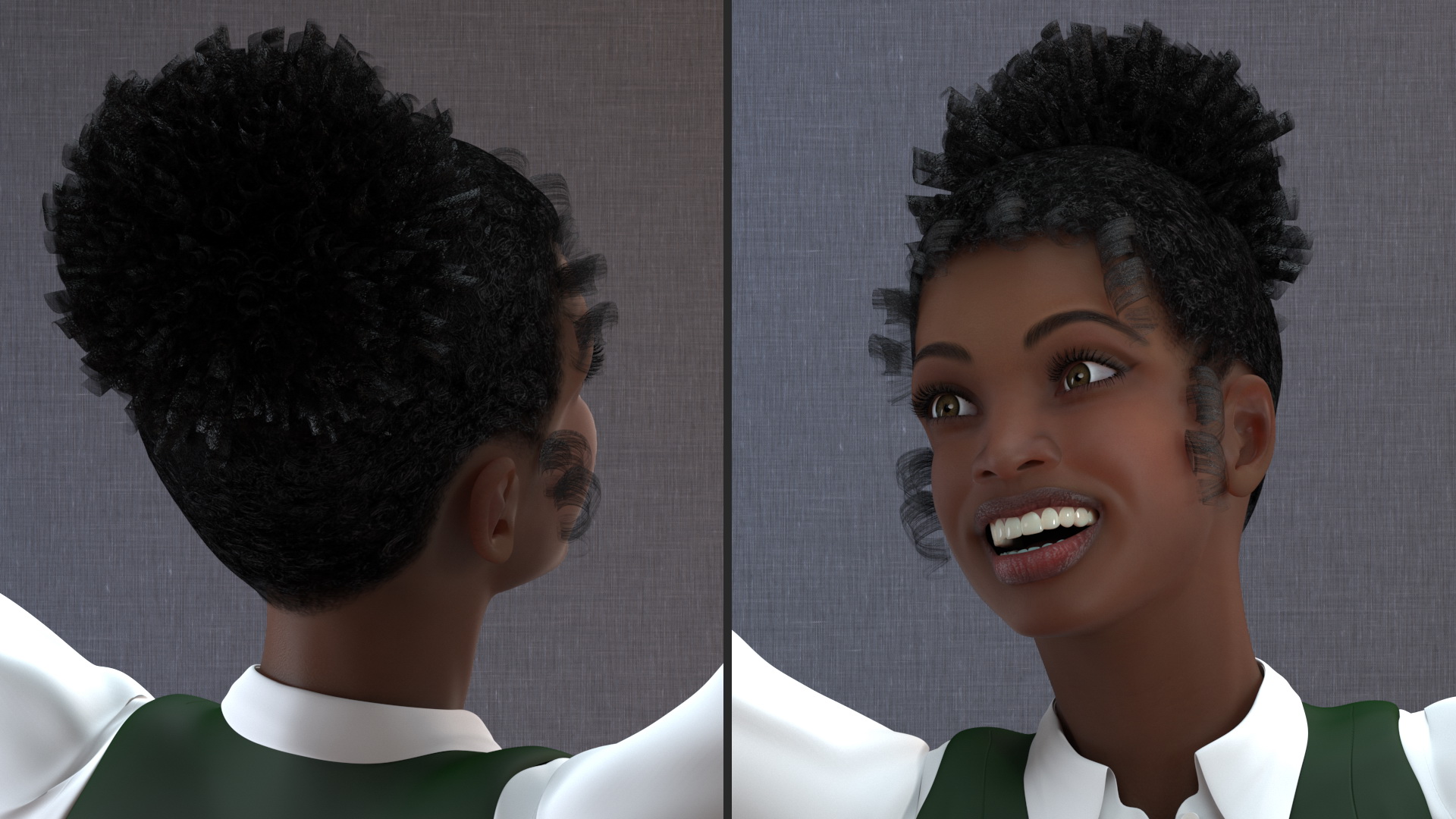 3D Black Teenage Girl in School Uniform
