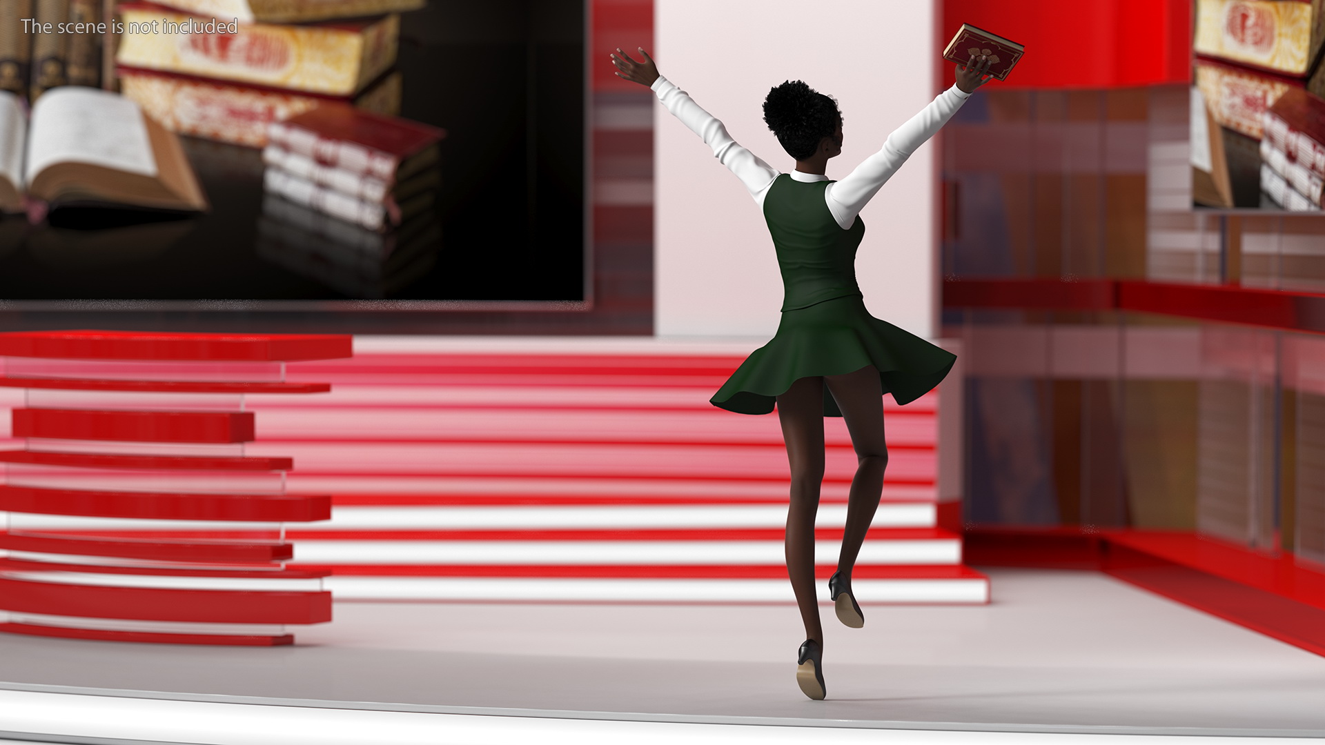 3D Black Teenage Girl in School Uniform