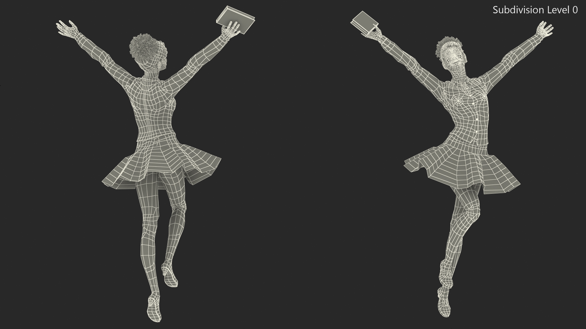 3D Black Teenage Girl in School Uniform
