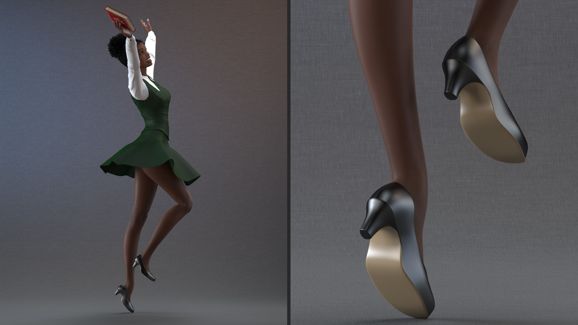 3D Black Teenage Girl in School Uniform