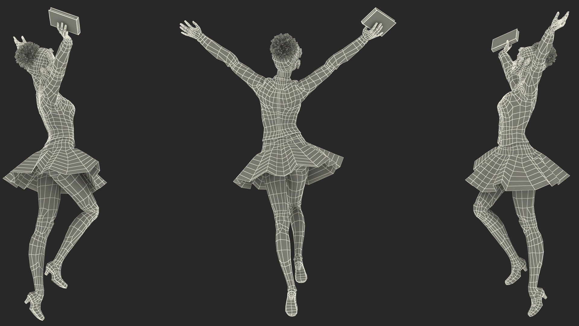 3D Black Teenage Girl in School Uniform