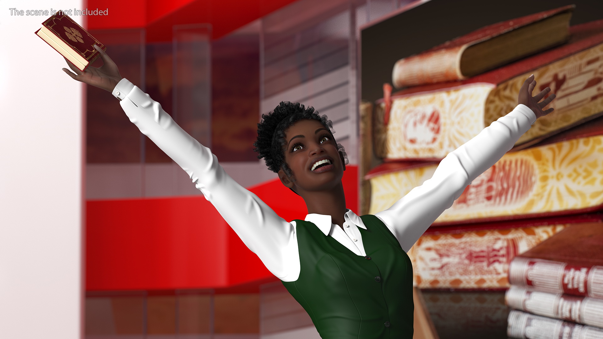 3D Black Teenage Girl in School Uniform