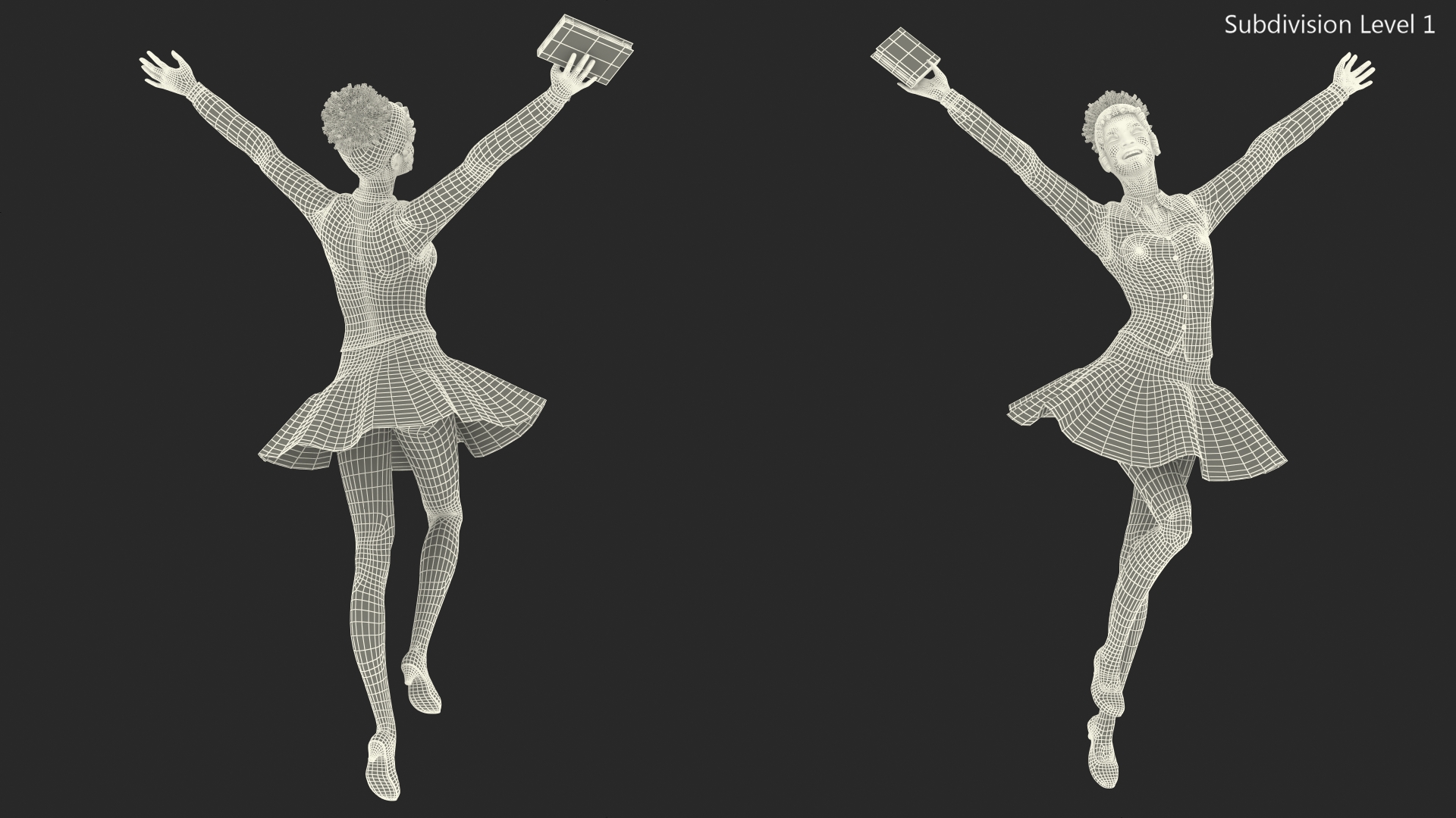 3D Black Teenage Girl in School Uniform