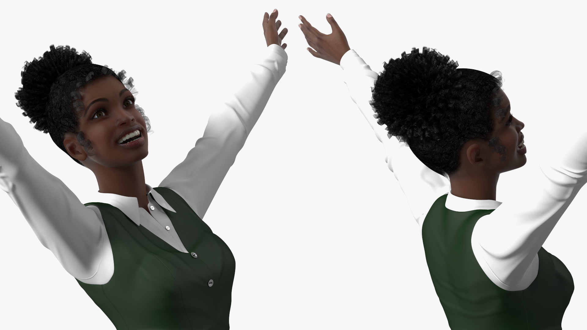 3D Black Teenage Girl in School Uniform