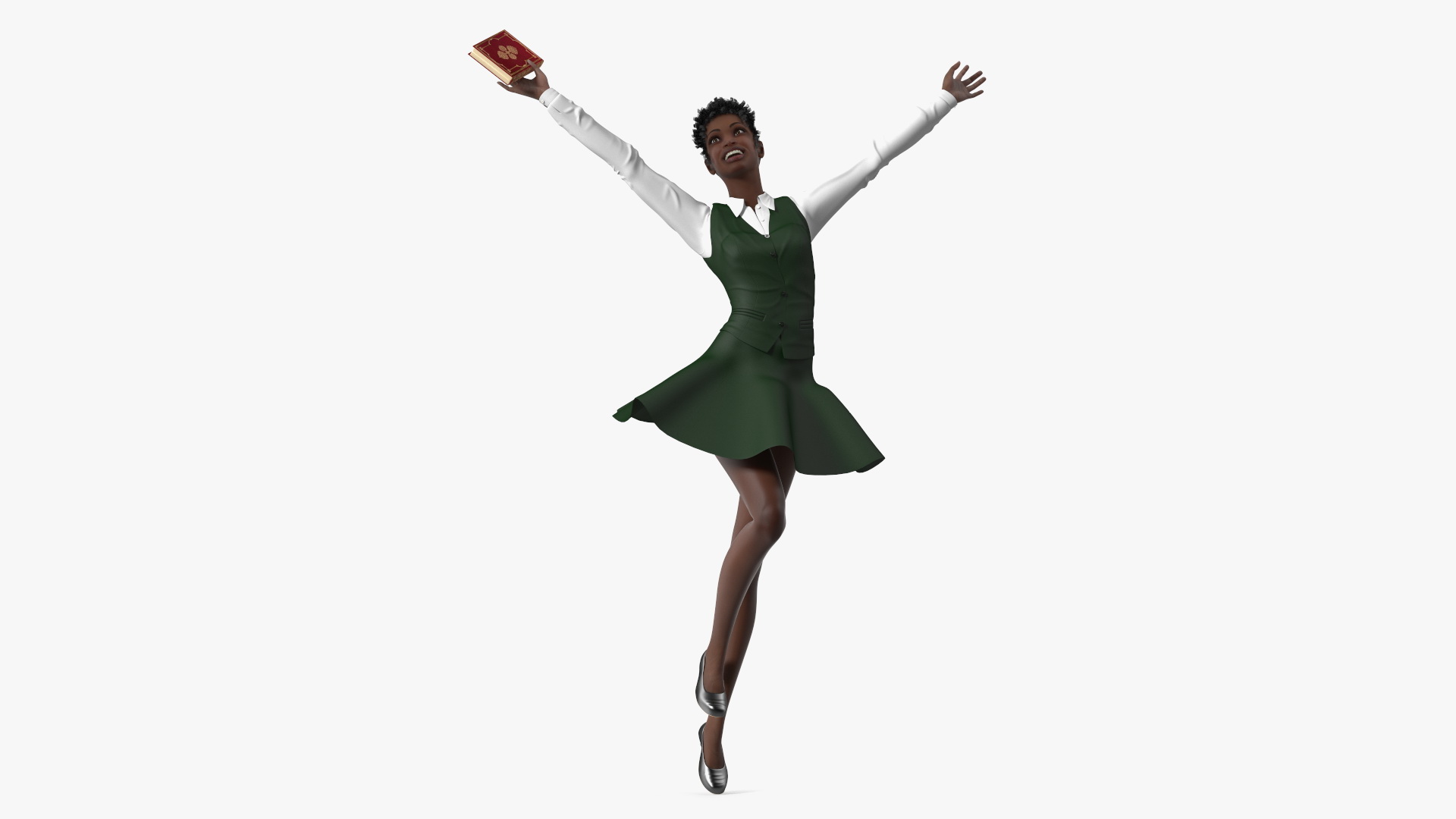 3D Black Teenage Girl in School Uniform