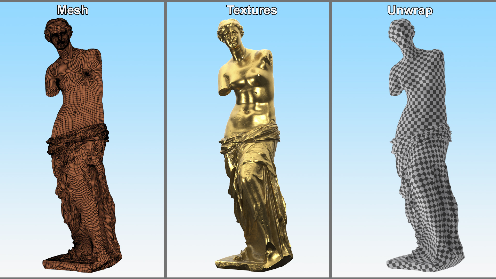 3D model Statue of Venus de Milo Gilded