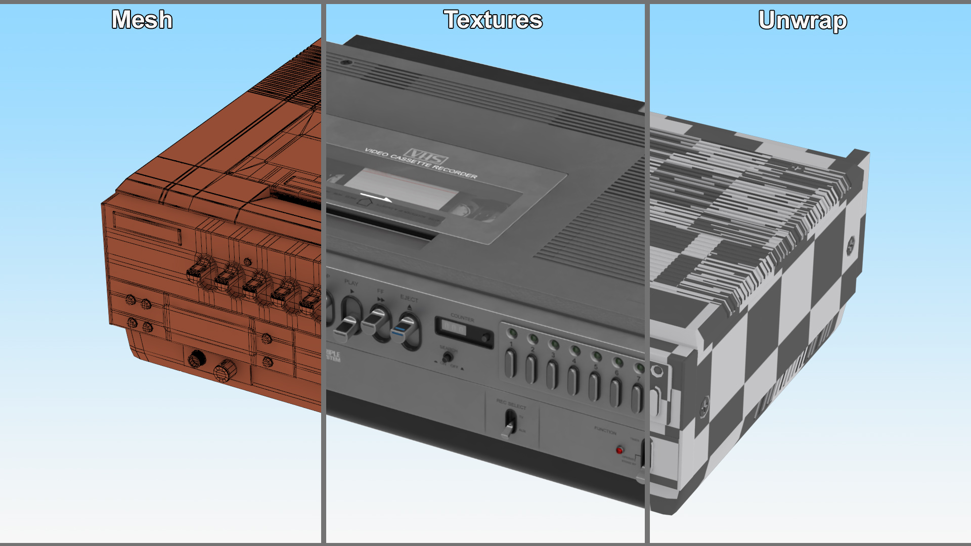 VHS Player JVC HR-3330TR Lights On 3D model