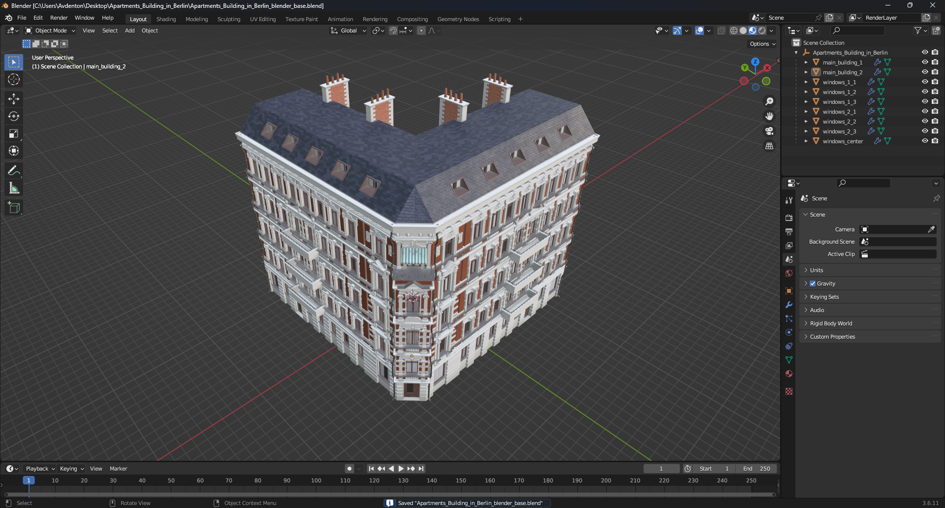 Apartments Building in Berlin 3D model