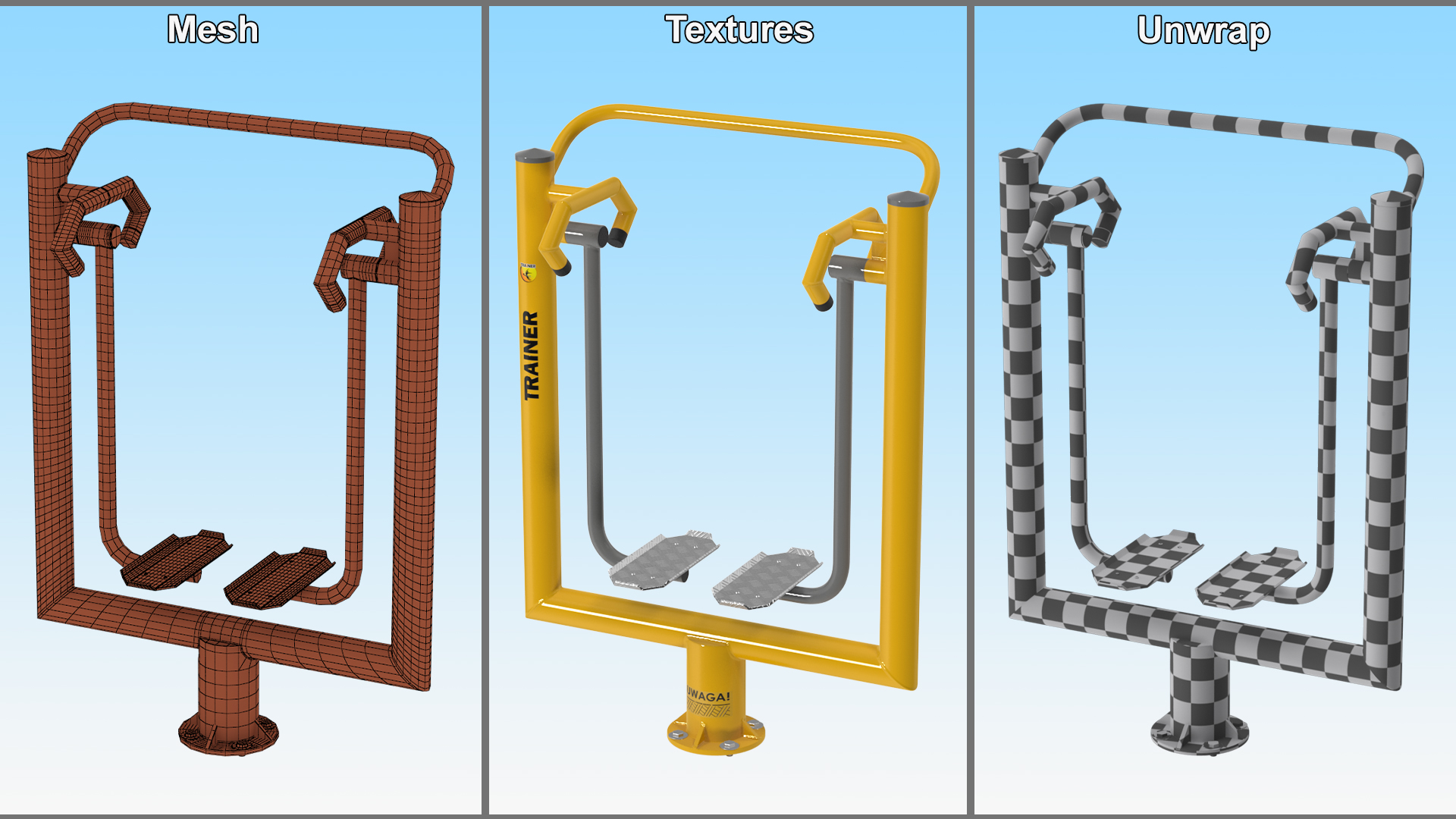 3D Air Walker Outdoor Fitness Equipment Yellow model