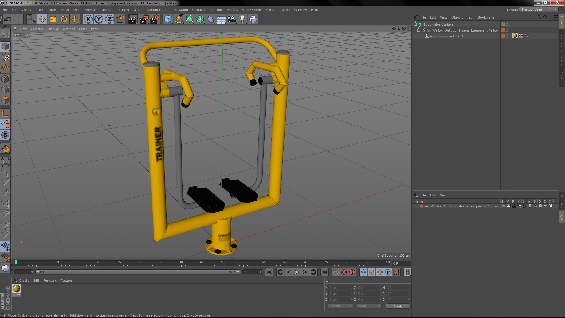 3D Air Walker Outdoor Fitness Equipment Yellow model