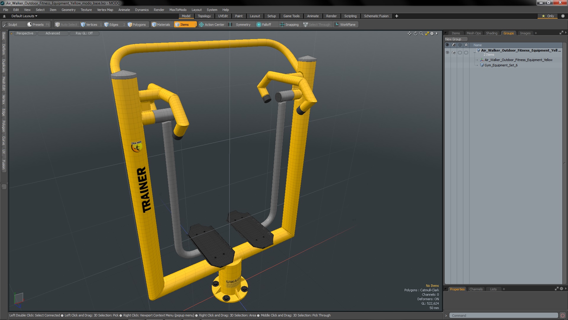 3D Air Walker Outdoor Fitness Equipment Yellow model