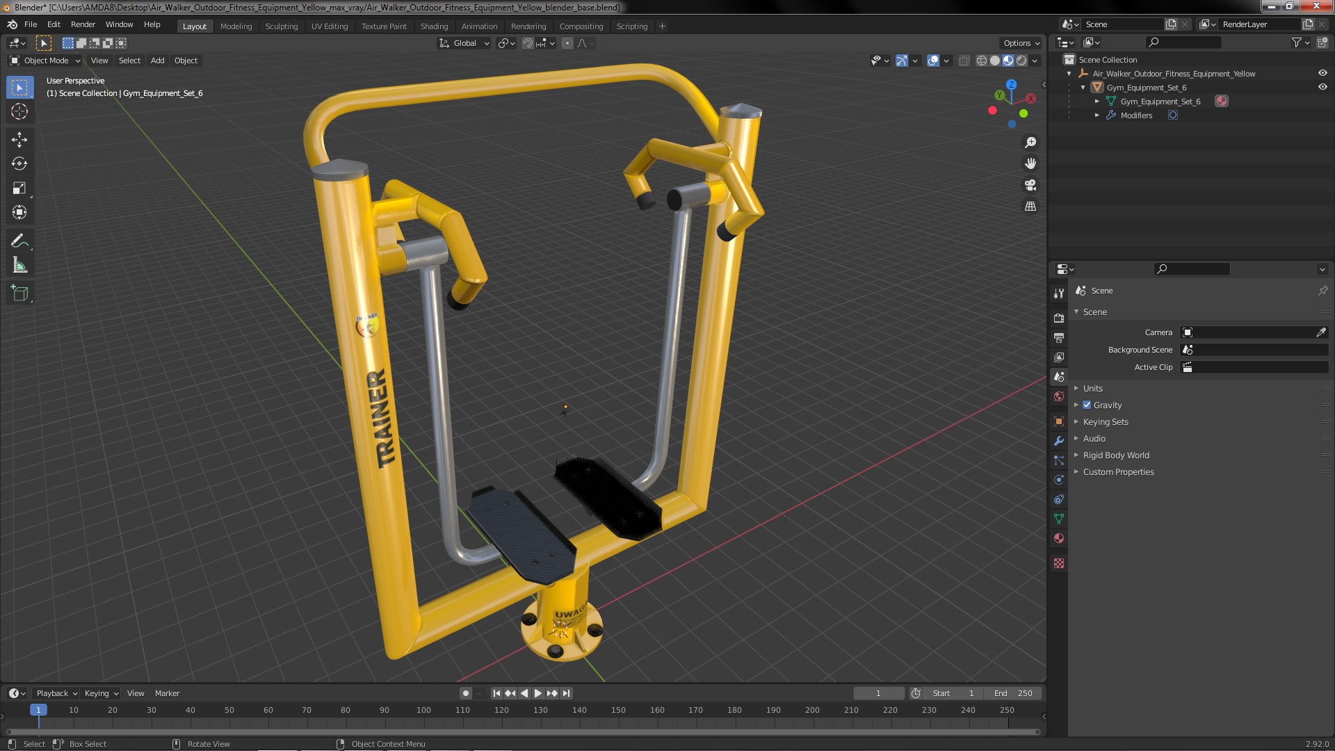 3D Air Walker Outdoor Fitness Equipment Yellow model