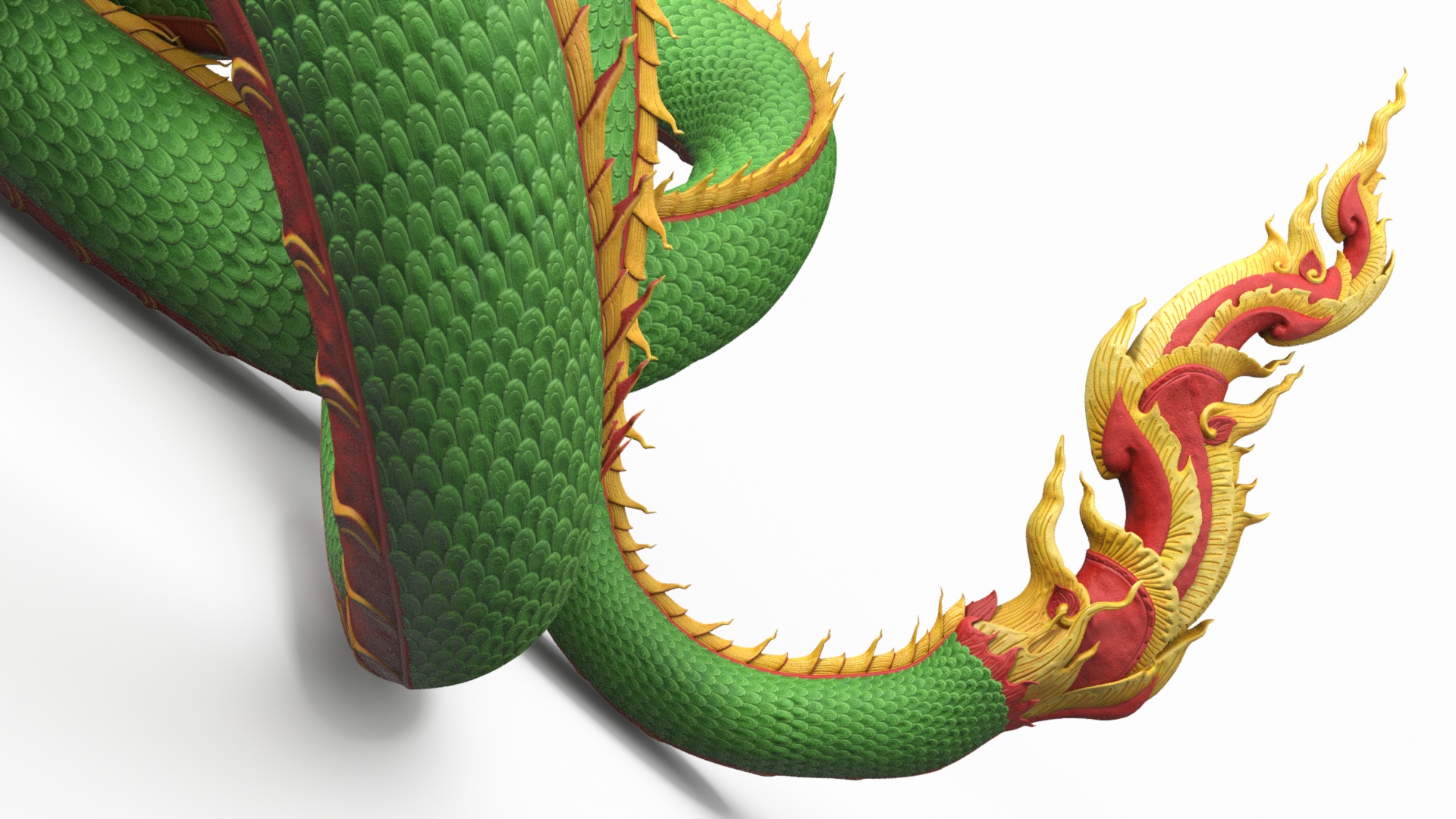King Naga Dragon Green Curled 3D model