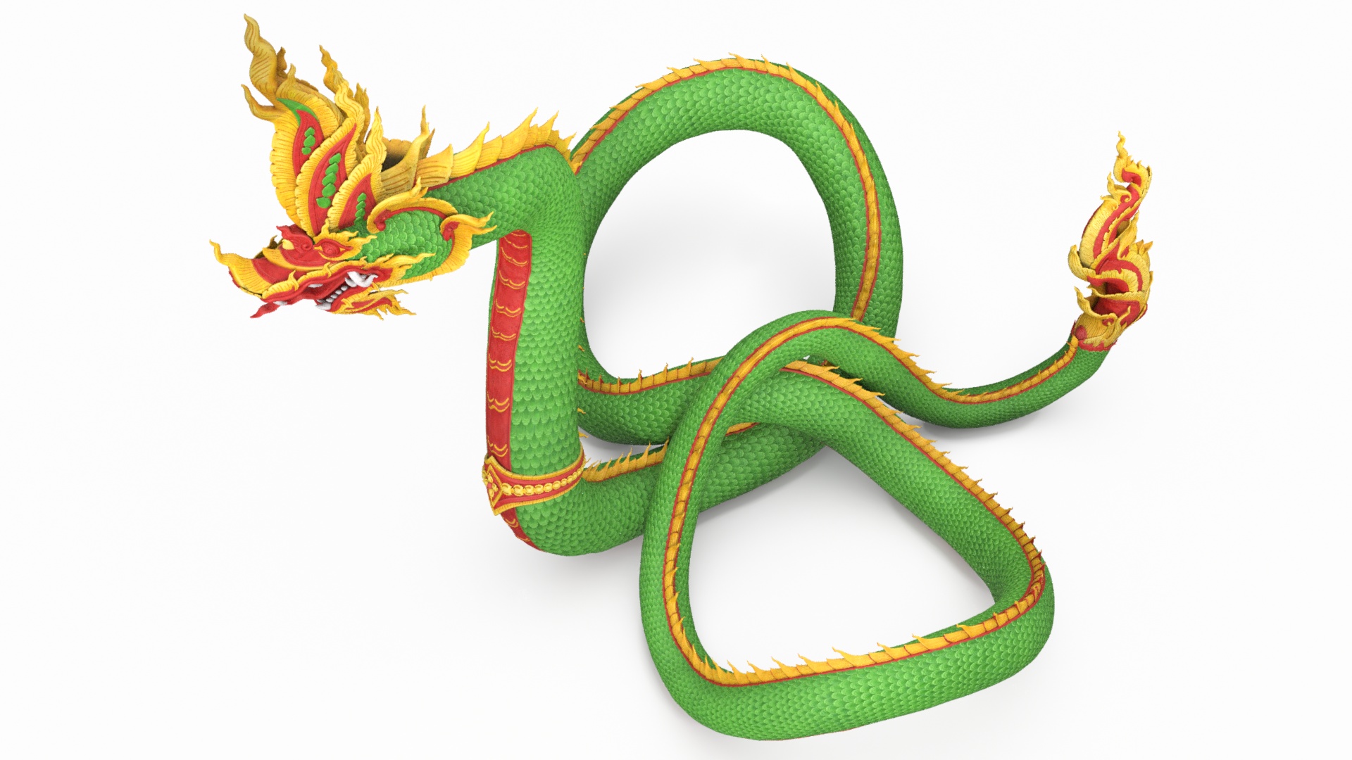 King Naga Dragon Green Curled 3D model