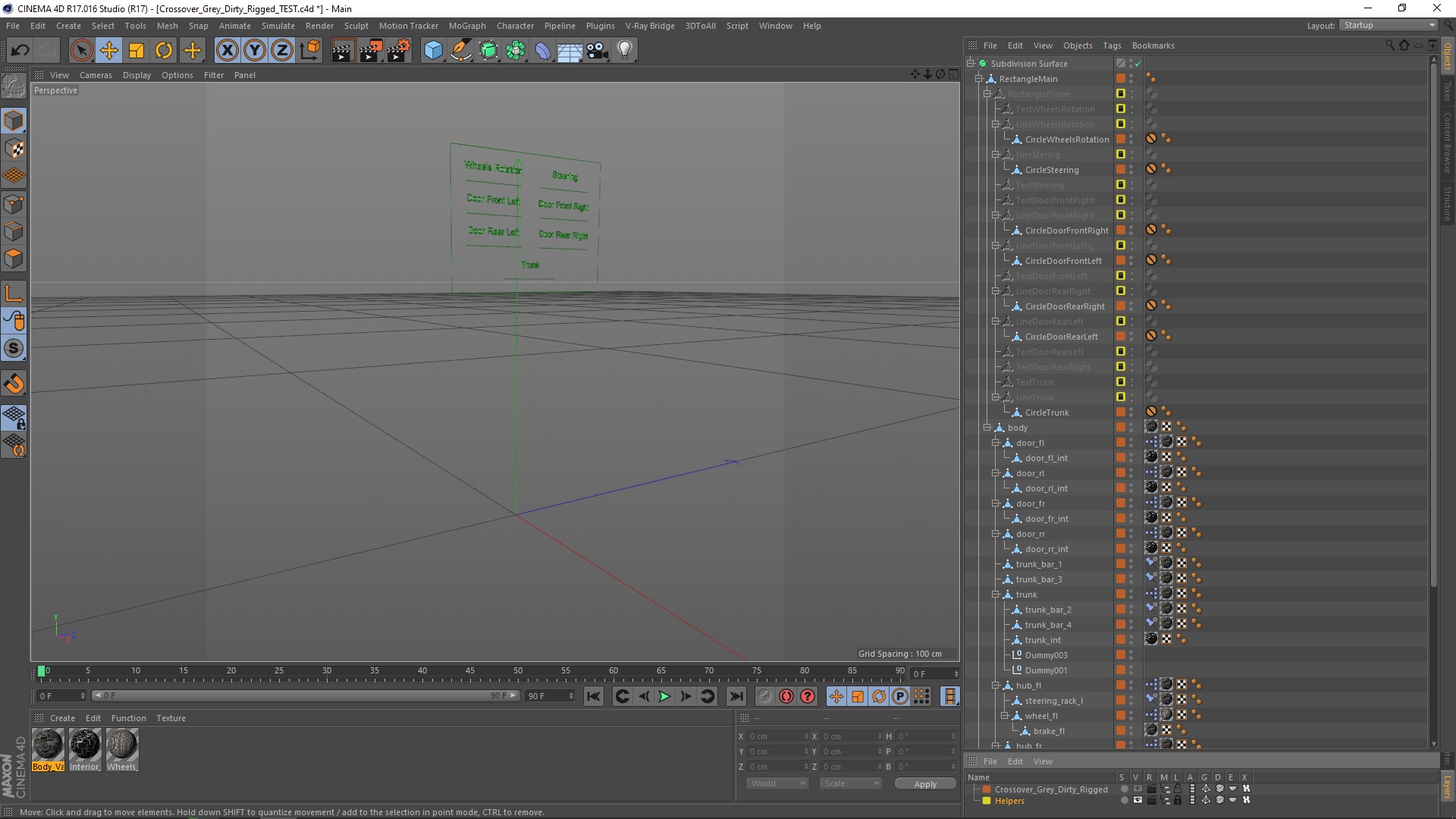 3D Crossover Grey Dirty Rigged for Cinema 4D