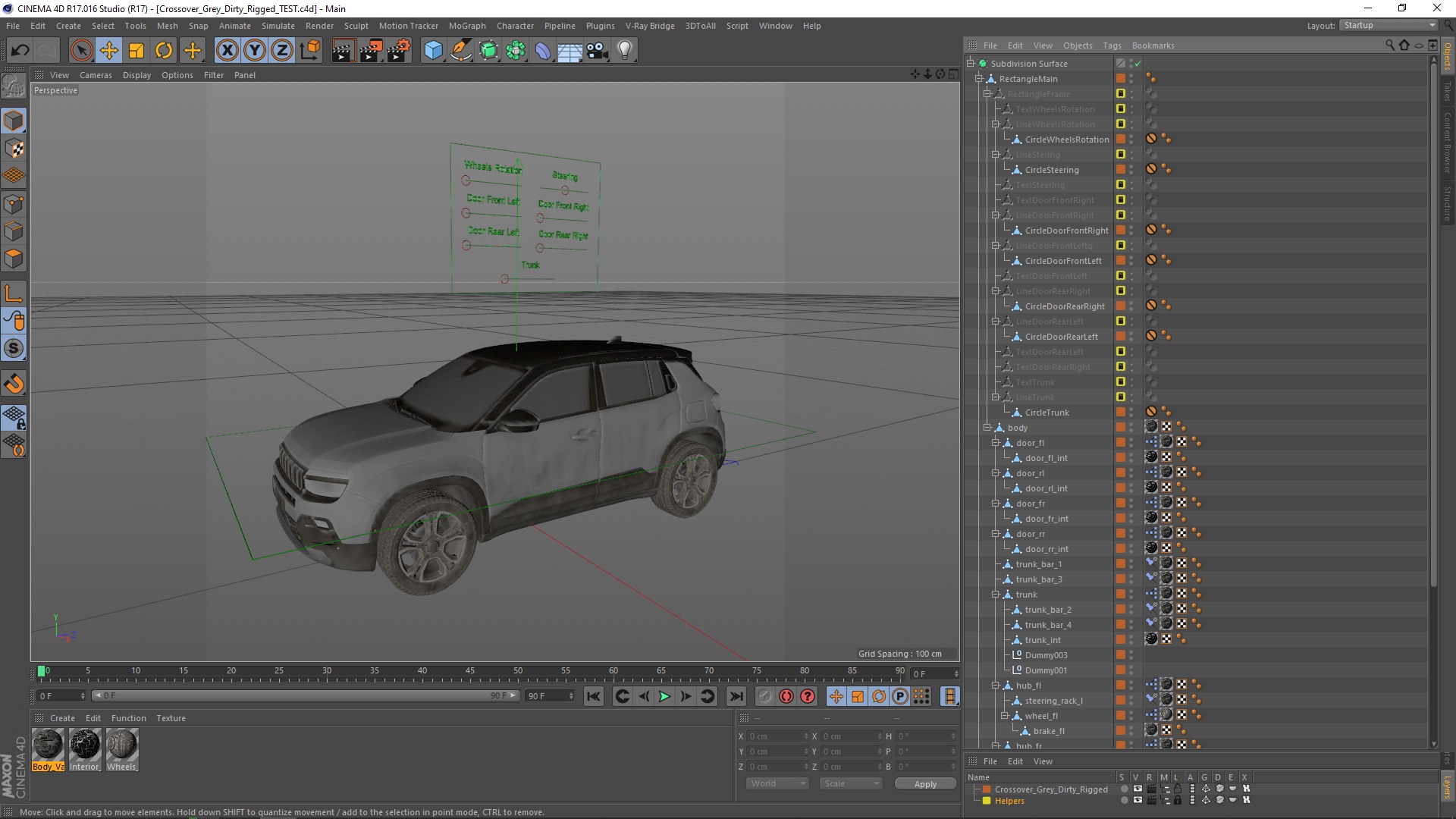 3D Crossover Grey Dirty Rigged for Cinema 4D