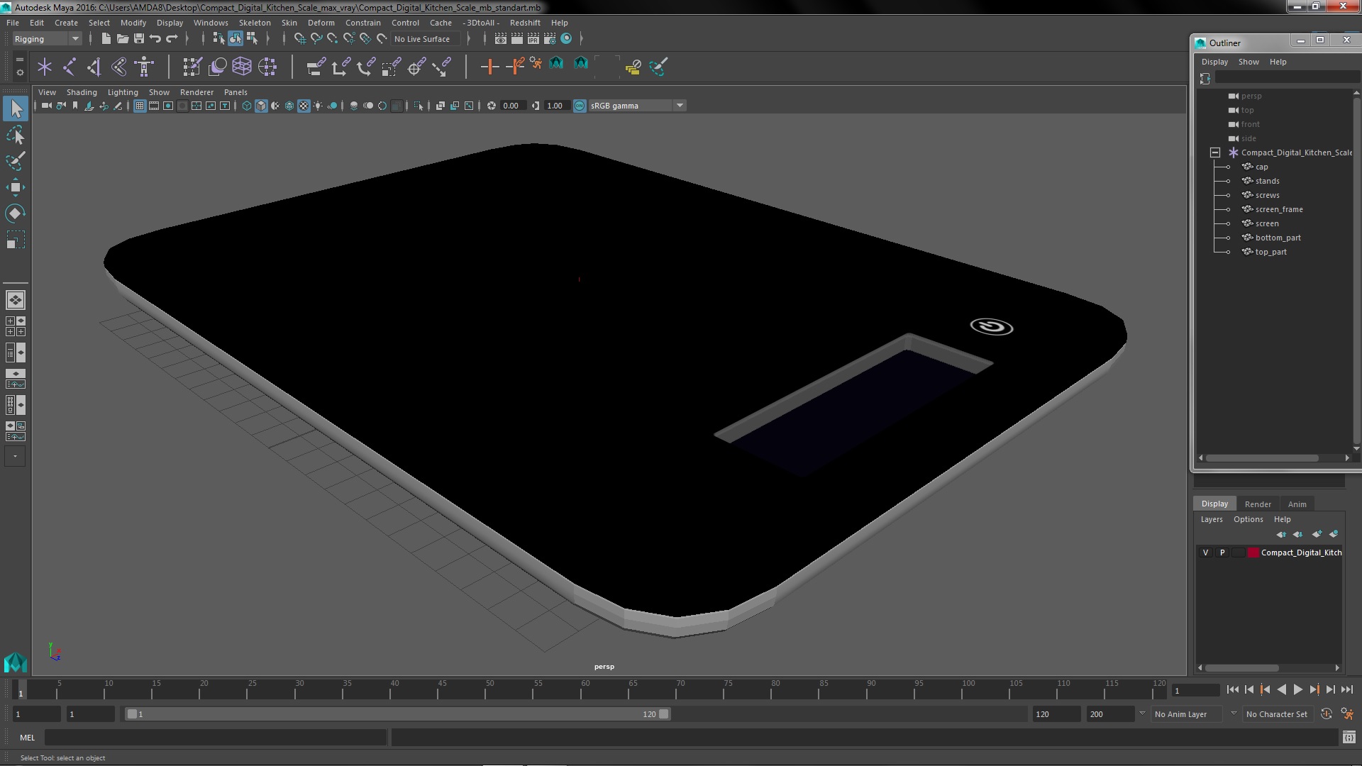 Compact Digital Kitchen Scale 3D model