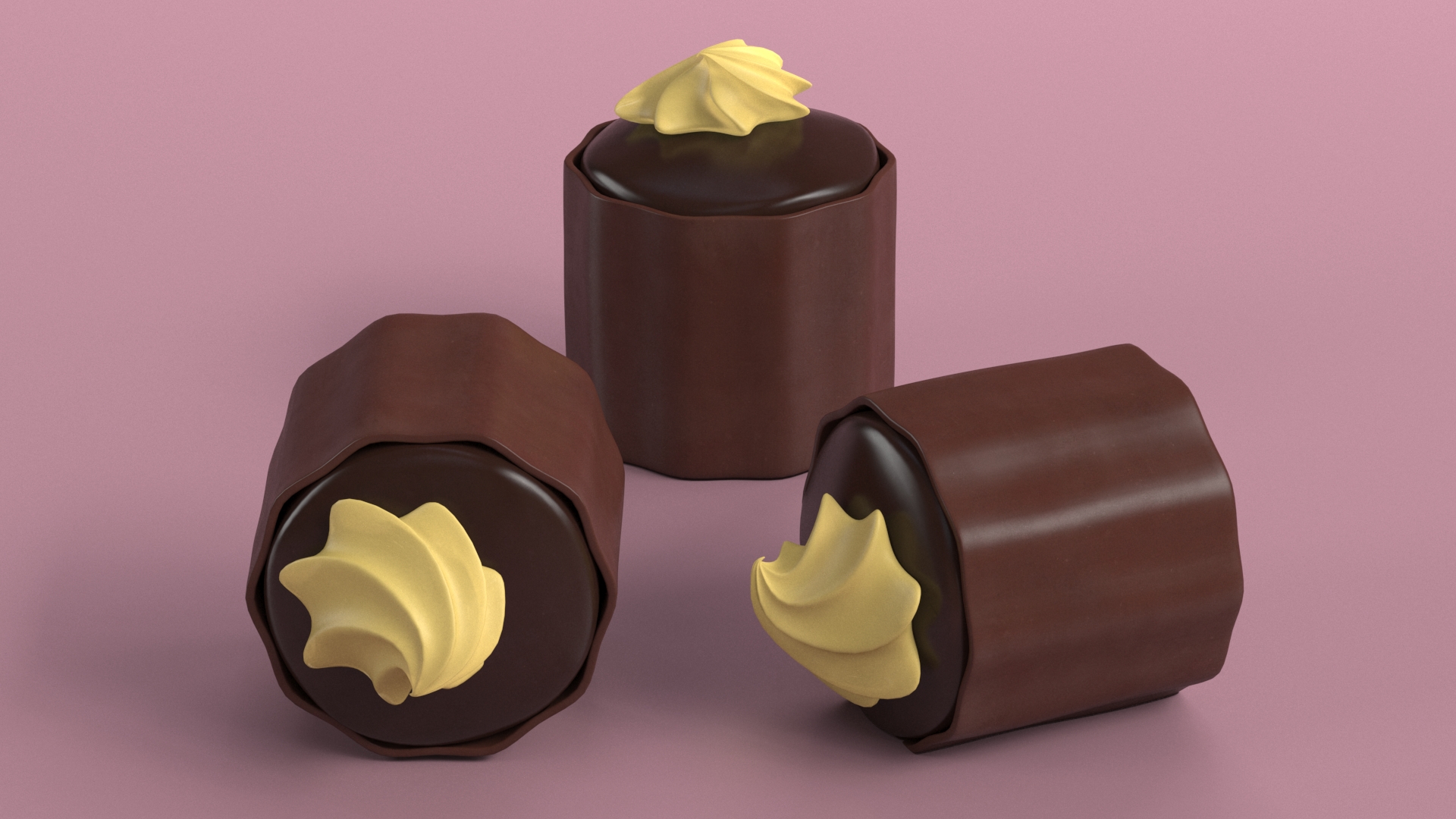 Chocolate Candy with Cream Topping 3D model