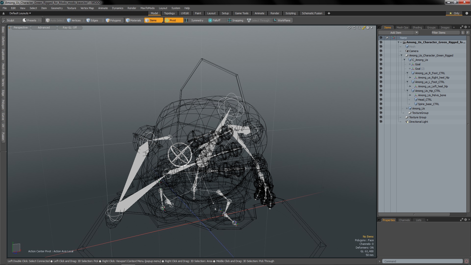 3D model Among Us Character Green Rigged for Modo