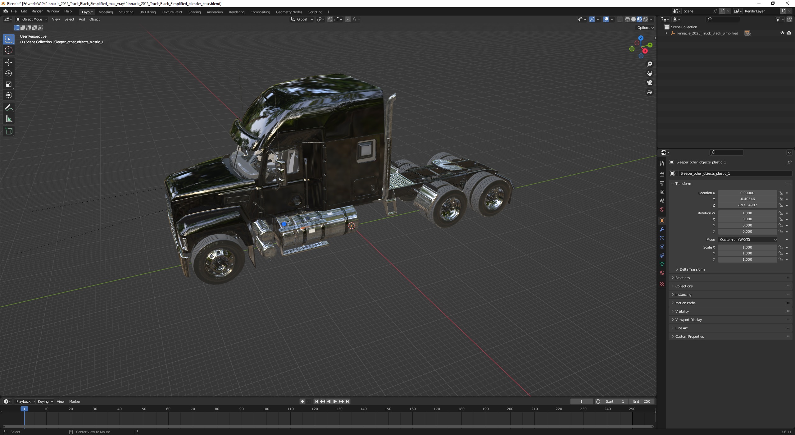 3D Pinnacle 2025 Truck Black Simplified