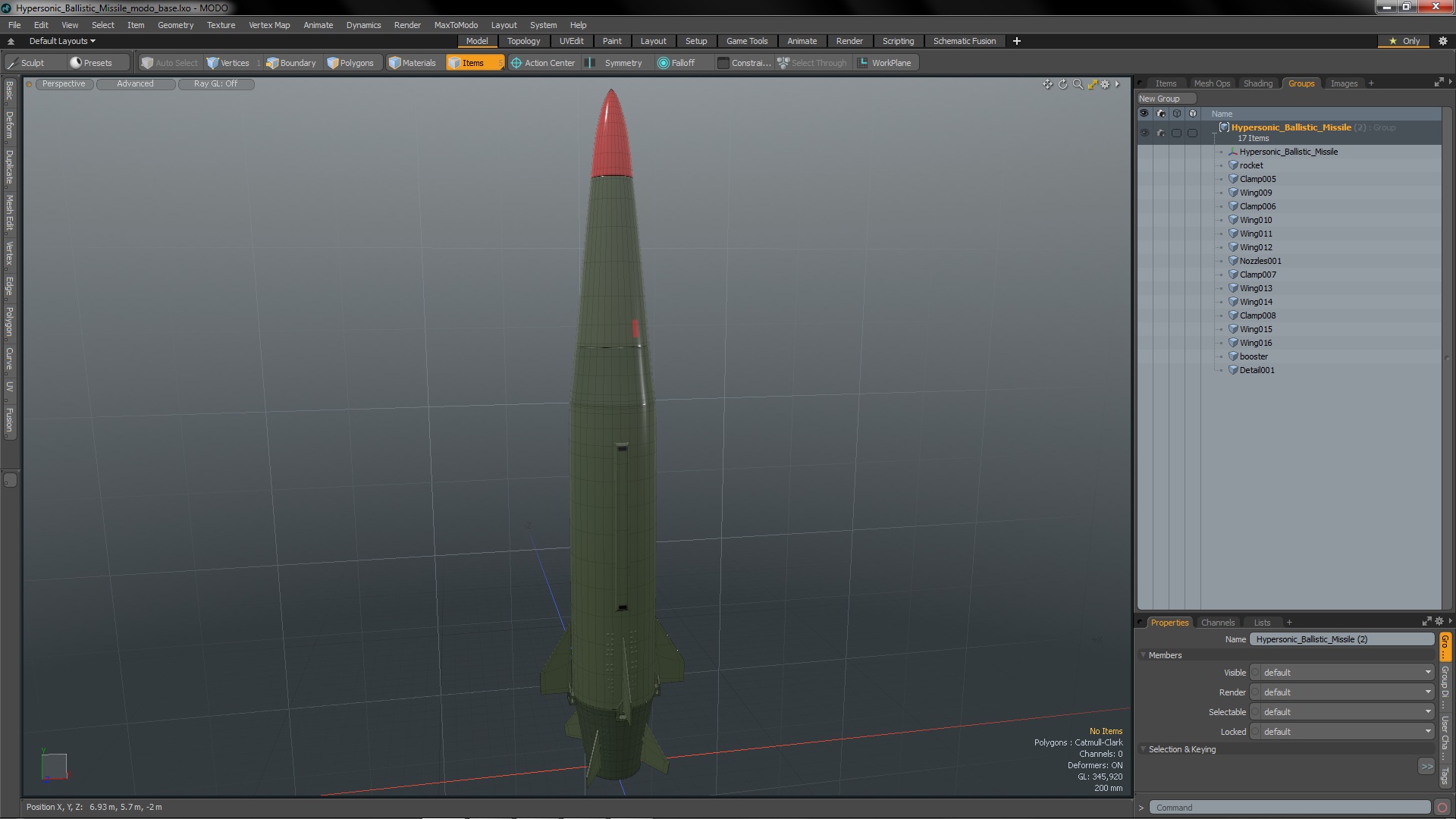 3D Hypersonic Ballistic Missile model