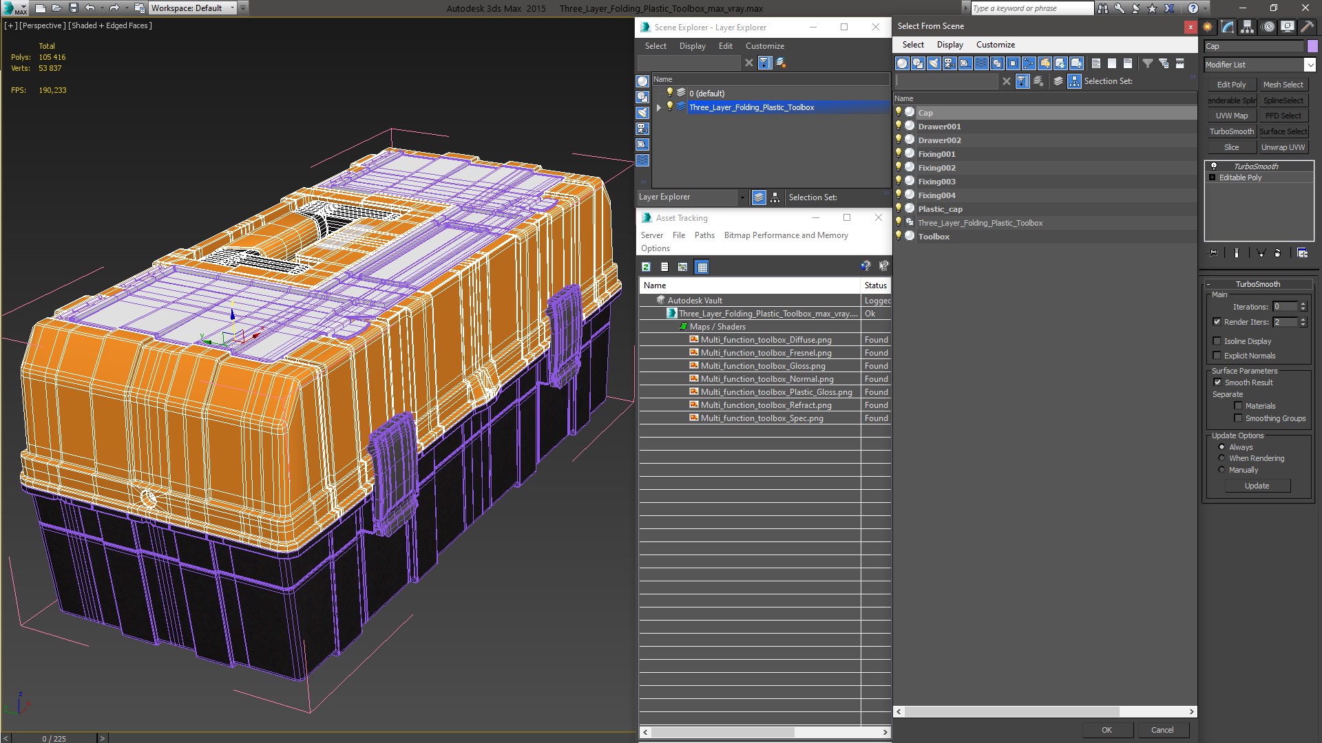 3D model Three Layer Folding Plastic Toolbox