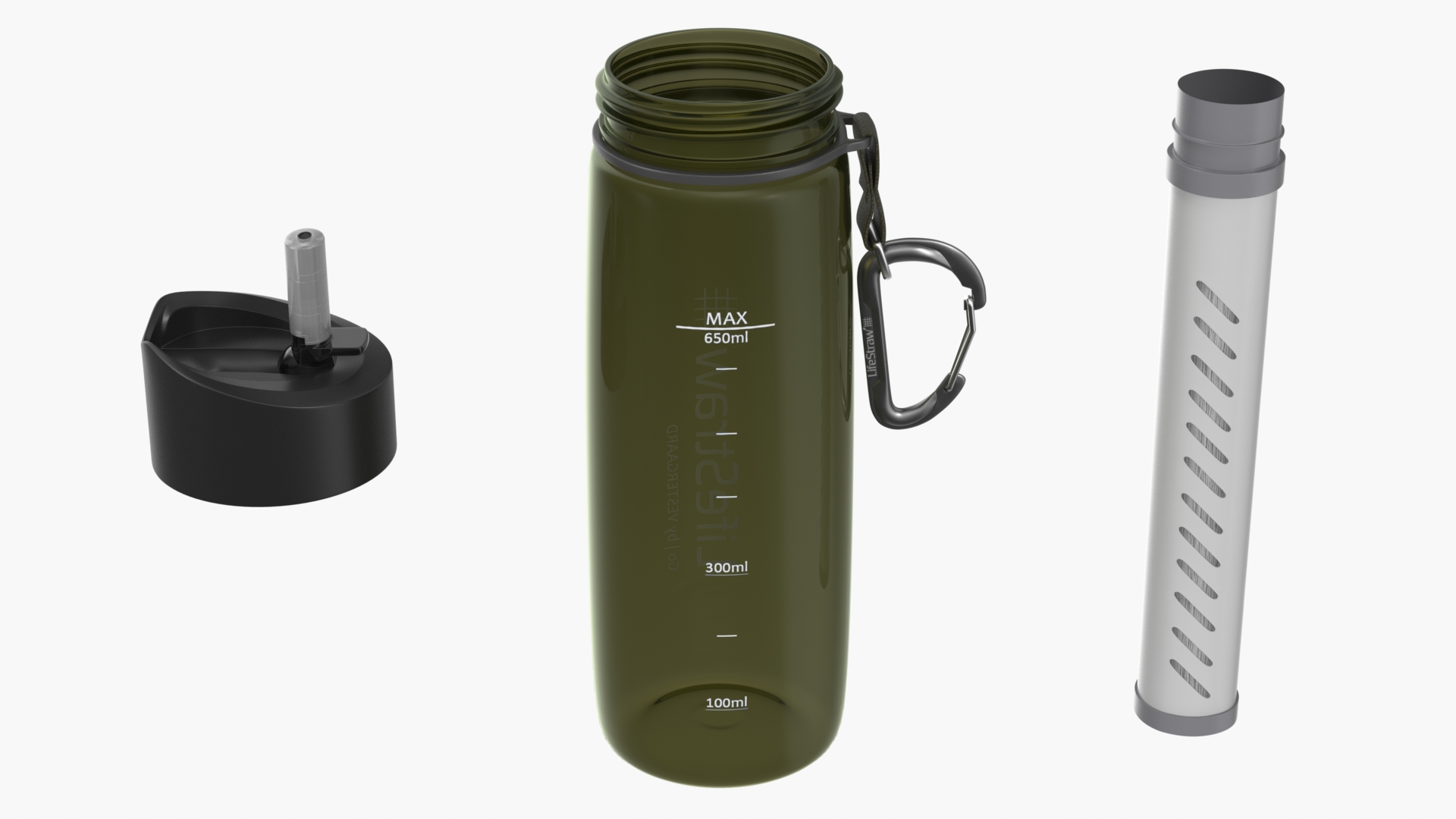 3D LifeStraw Go Water Filter Bottle with Integrated Filter Straw