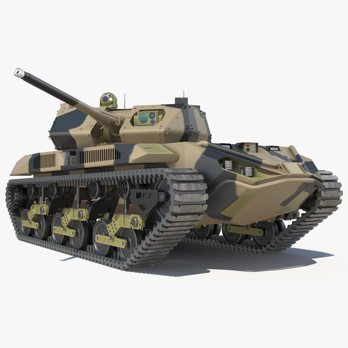 Robotic Electric Tank Camo Rigged for Maya 3D