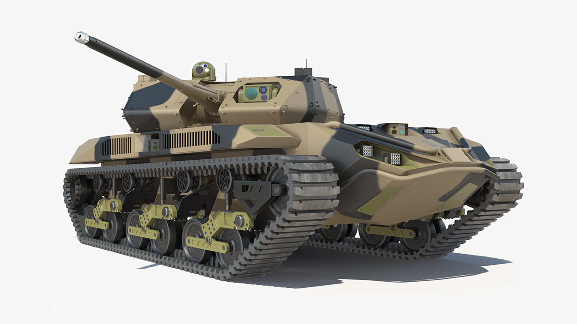 Robotic Electric Tank Camo Rigged for Maya 3D